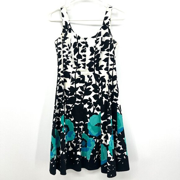 Nine West Floral Multicolor A-Line Midi Dress Women's 2P - Picture 1 of 8